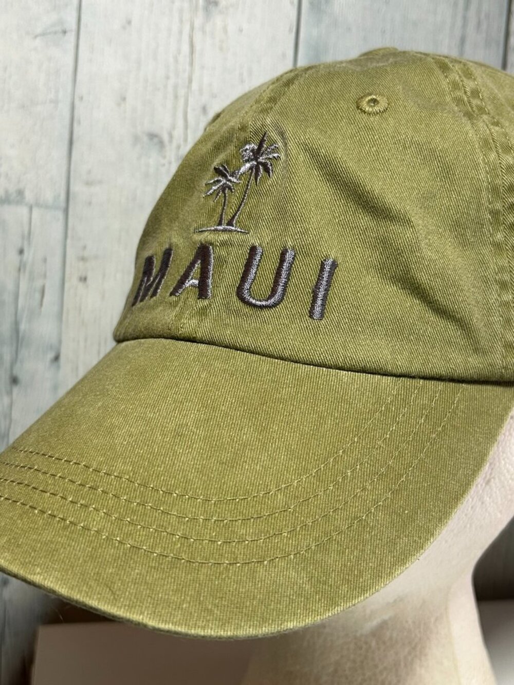 Maui Hawaii Hat Adjustable Khaki Tan Embroidered